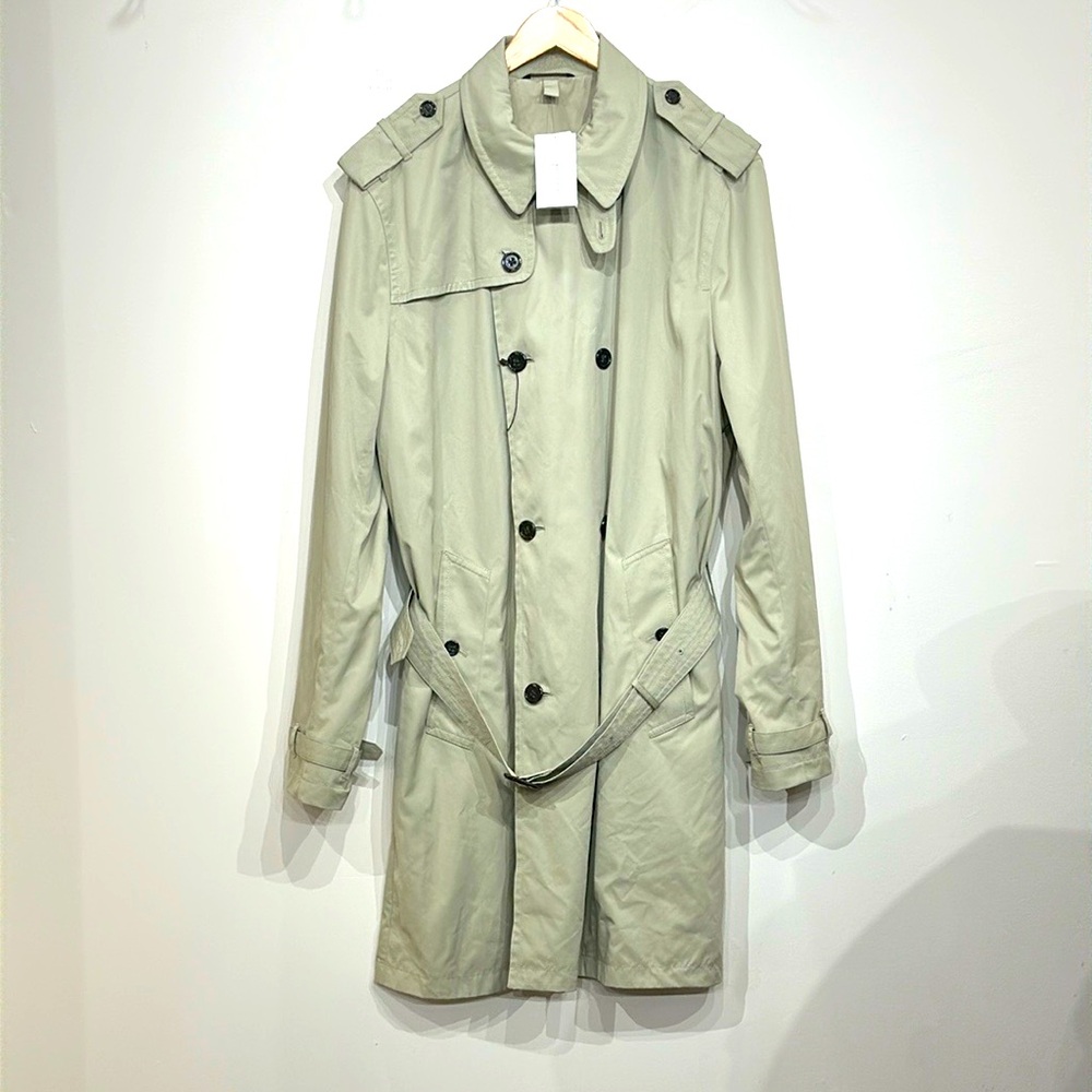 Banana Republic Sage Green Double-Breasted Trench Coat